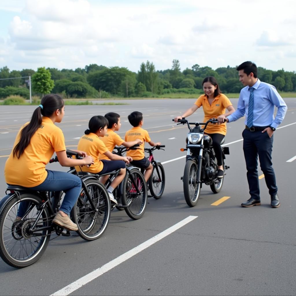 Học viên đang luyện tập lái xe