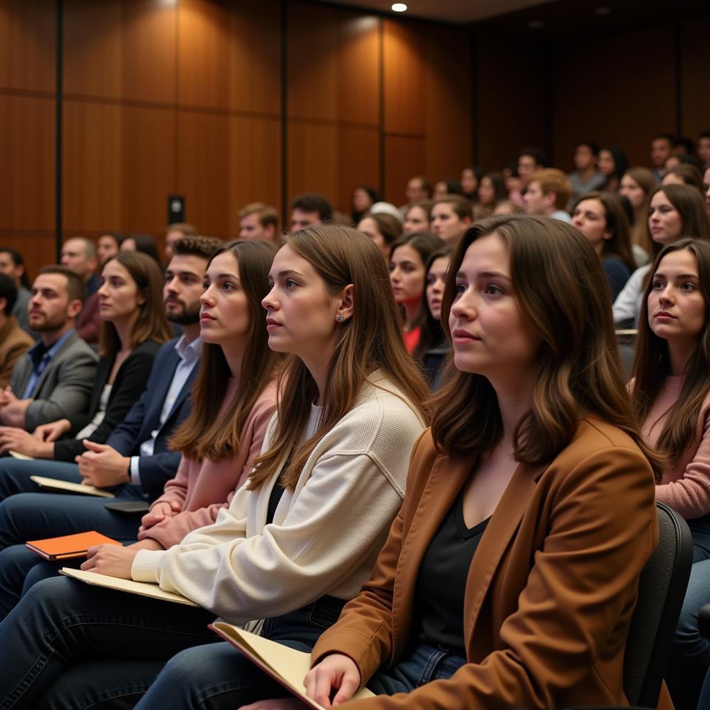 Students attending a university orientation session