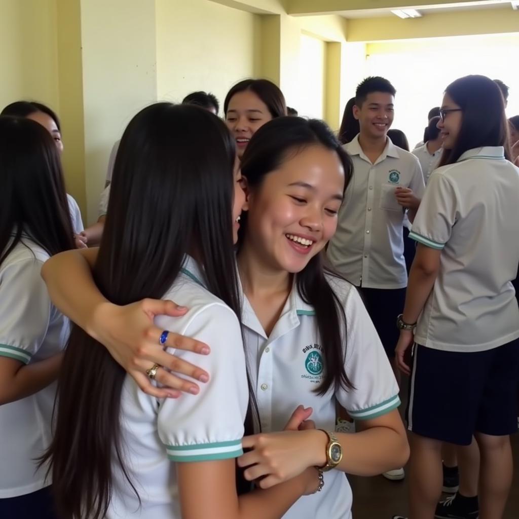 Students Celebrating their 2017 National High School Exam Results at Gia Dinh High School