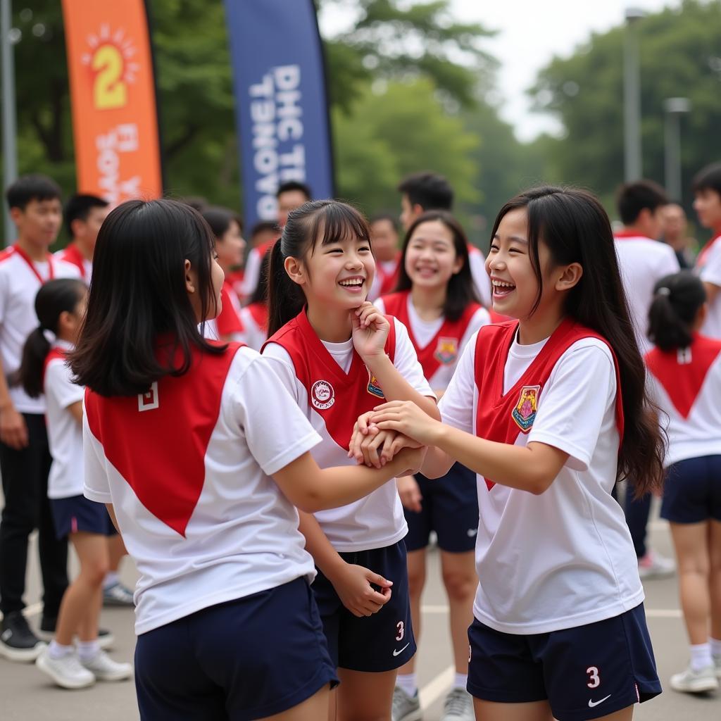 Students celebrating their victory