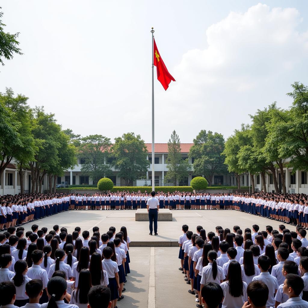 Lễ chào cờ đầu tuần tại THPT Gia Định