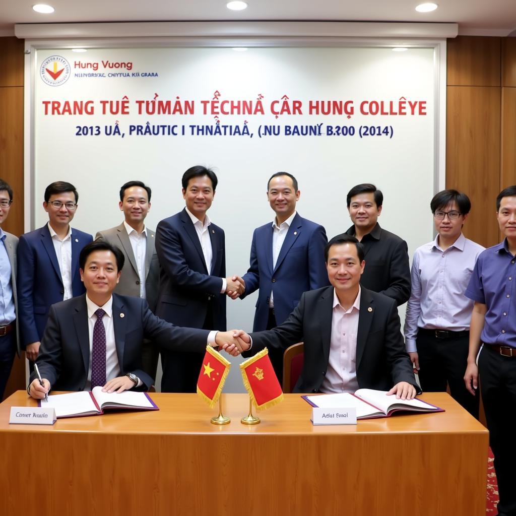 Signing ceremony of cooperation agreement between Hung Vuong Technical and Technological College and enterprises