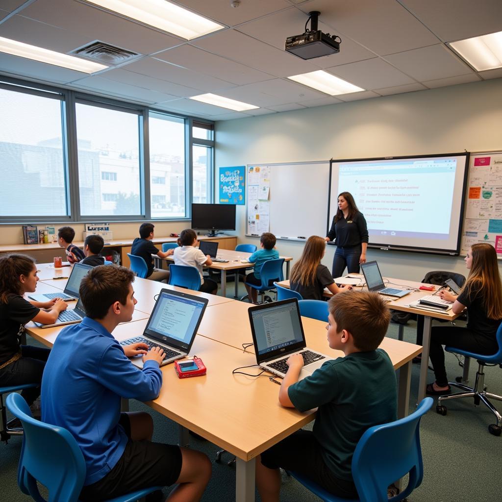 Modern classrooms equipped with advanced technology