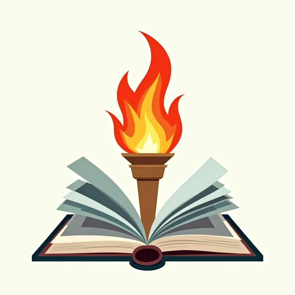 Burning torch in Vinh University logo