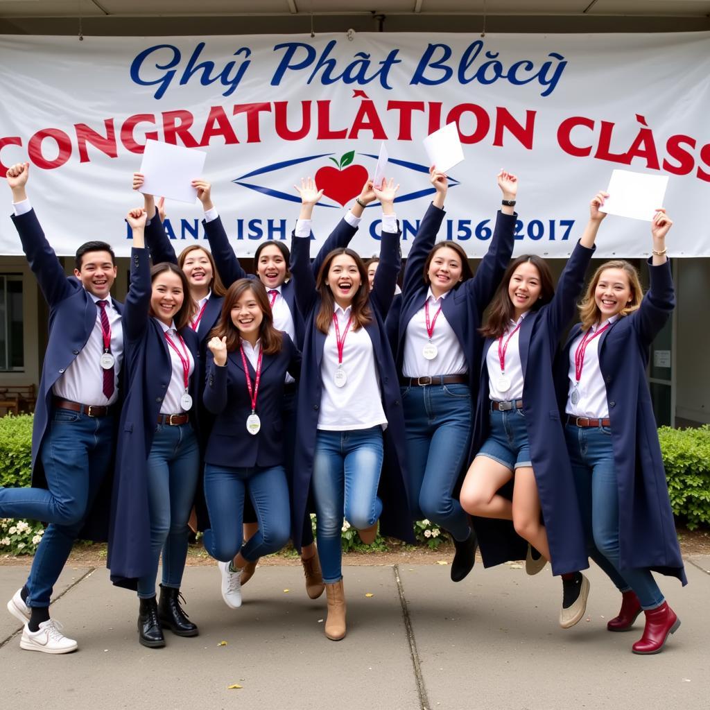 Gia Định students celebrating university acceptance