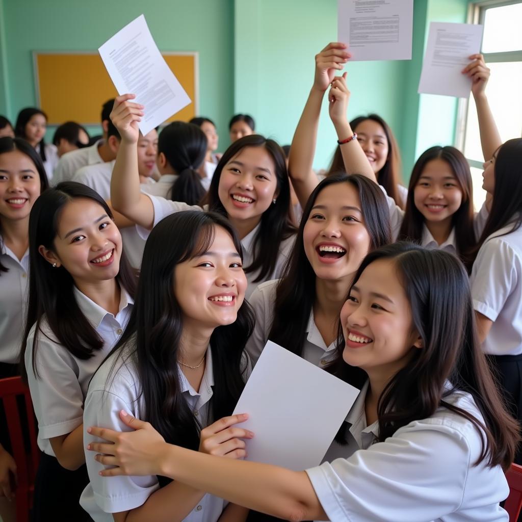 The joy of victory for Gia Dinh High School students