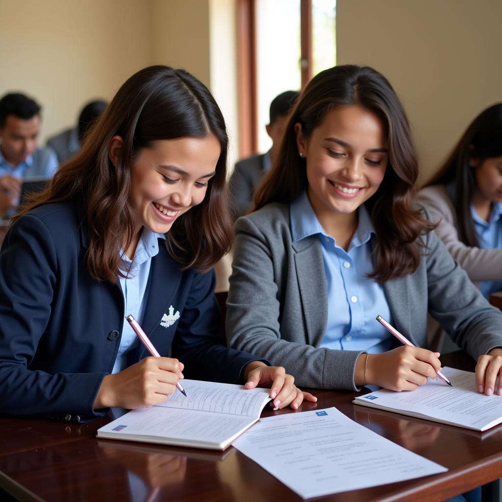 Submitting exam registration documents at high school