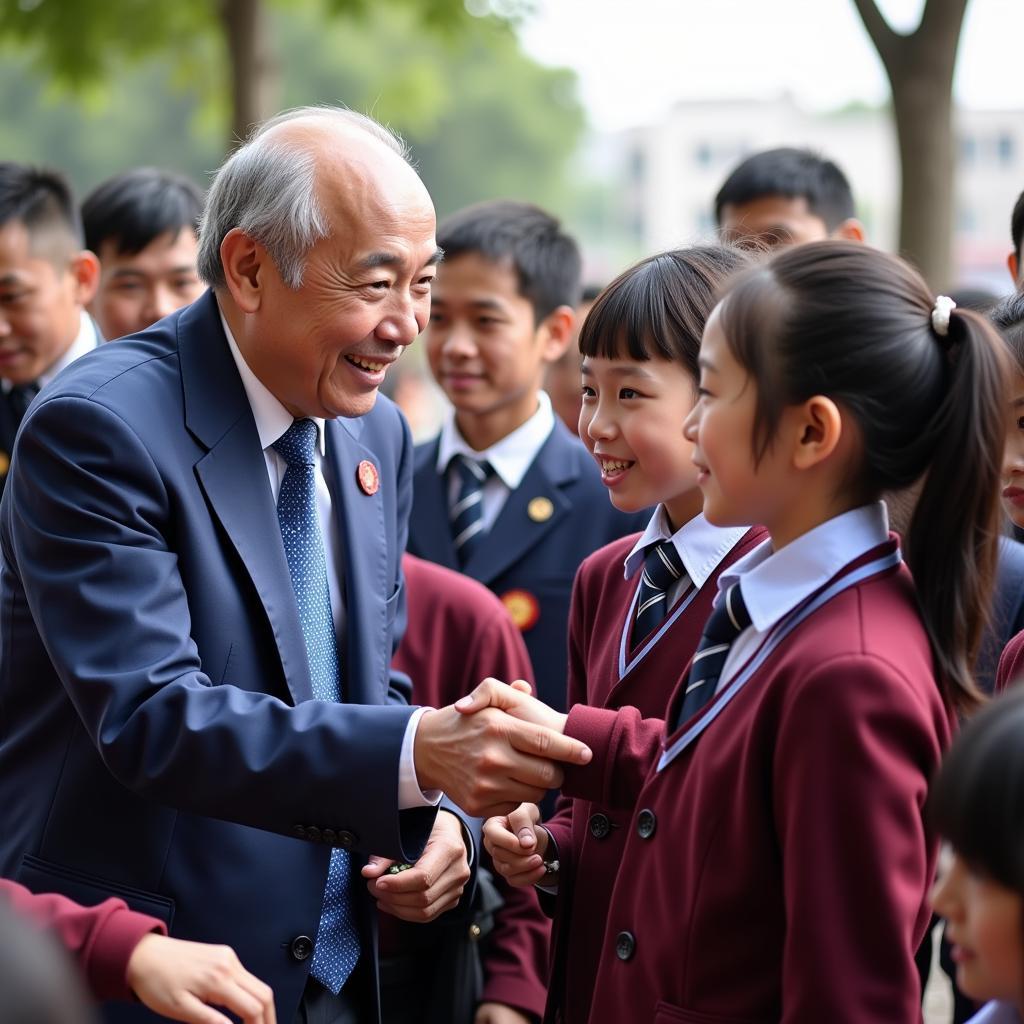 Ông Nguyễn Phú Trọng và các em học sinh