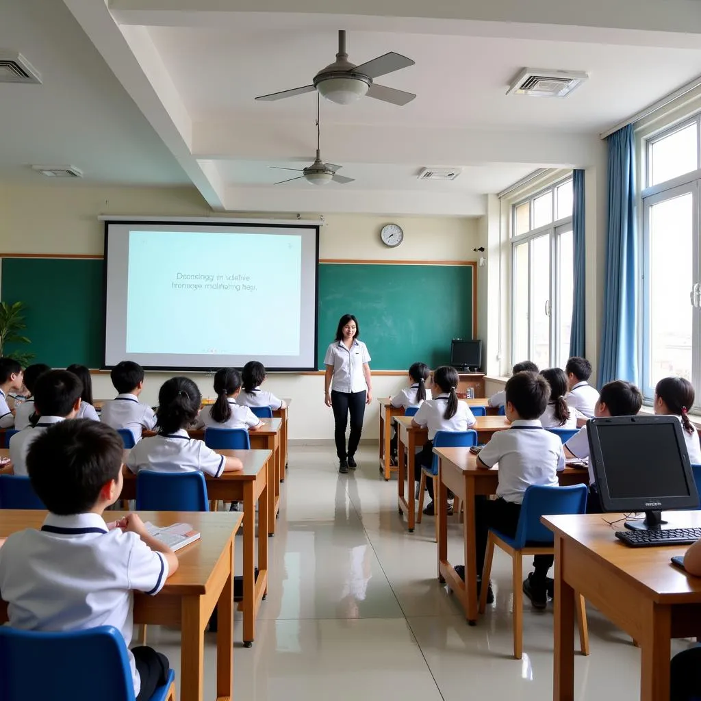 Phòng học hiện đại tại trường Tiểu học Tân Hòa