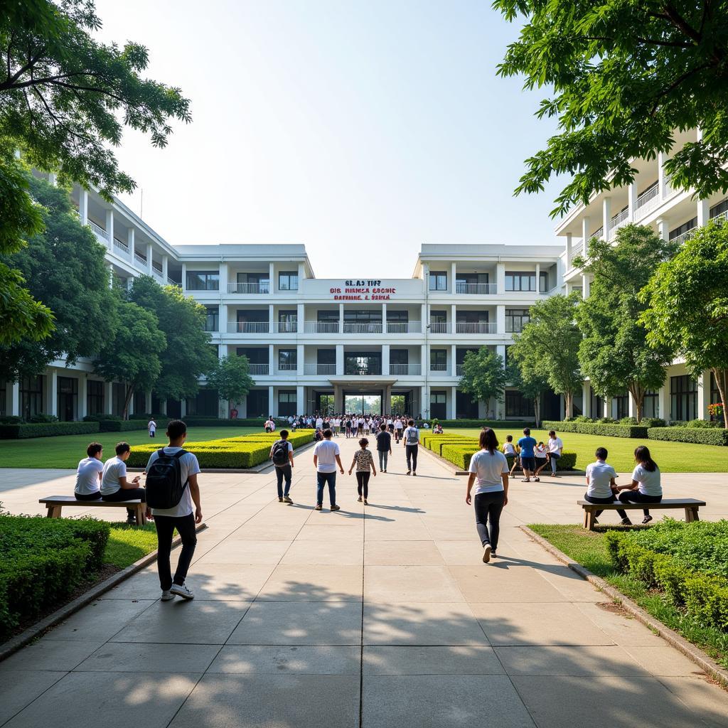 Spacious schoolyard of THPT Gia Dinh High School