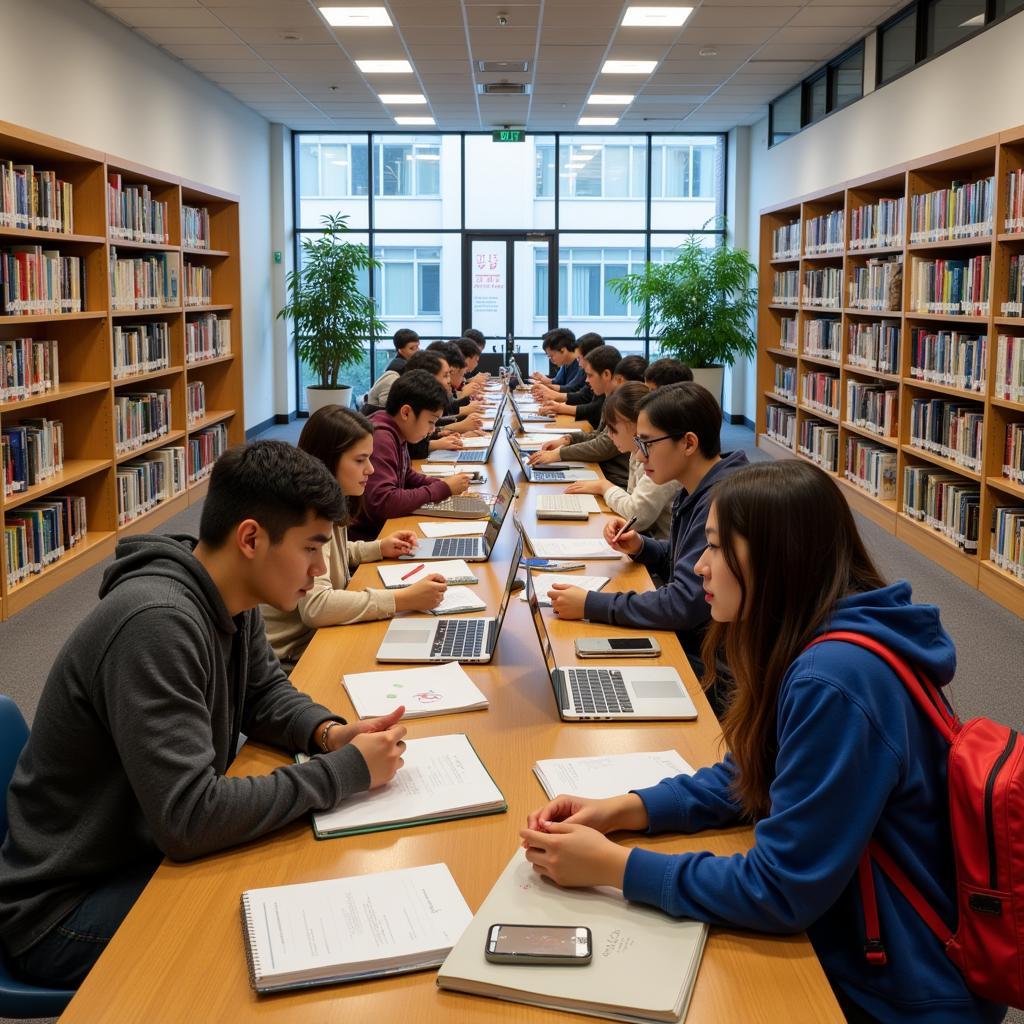 Students studying at Xiamen University library