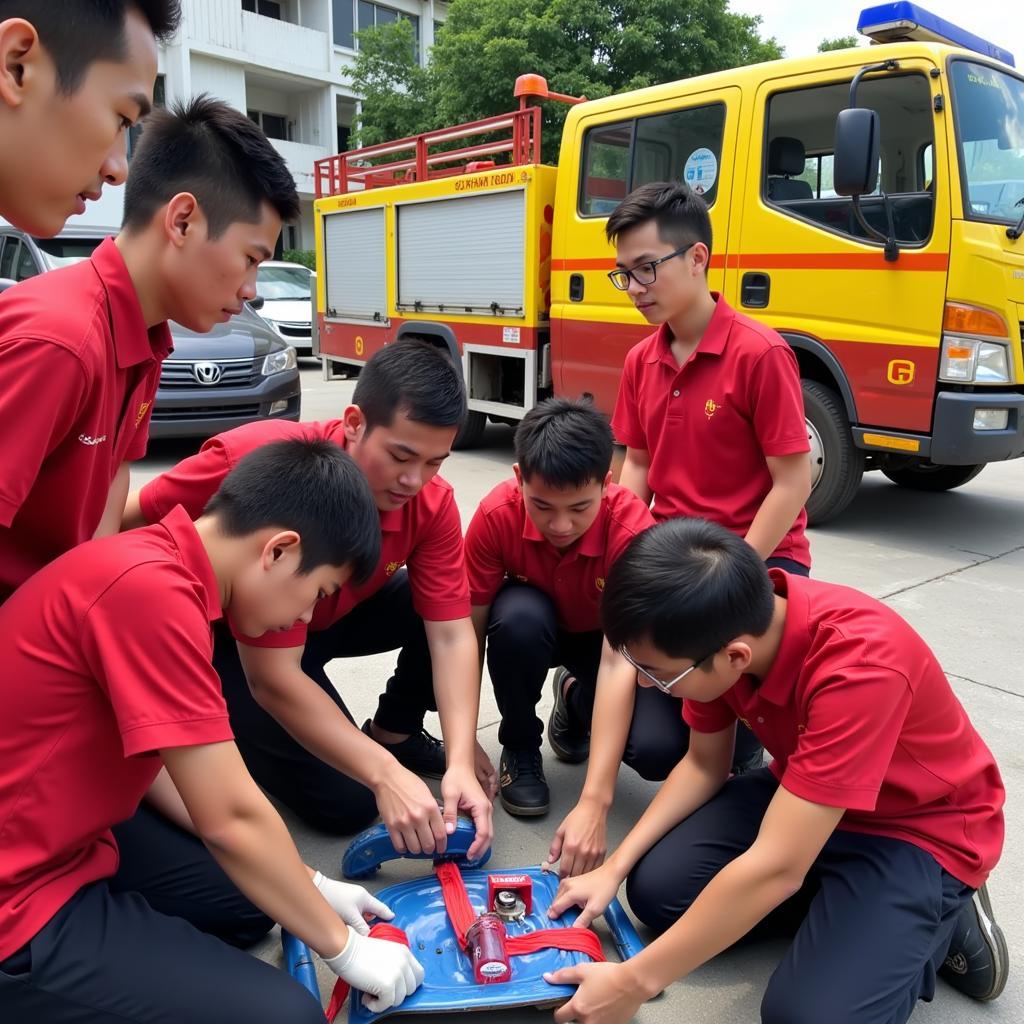 Sinh viên Đại học Phòng cháy chữa cháy TPHCM trong buổi luyện tập cứu hộ cứu nạn