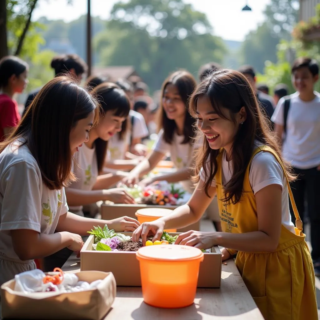 Sinh viên tham gia hoạt động tình nguyện