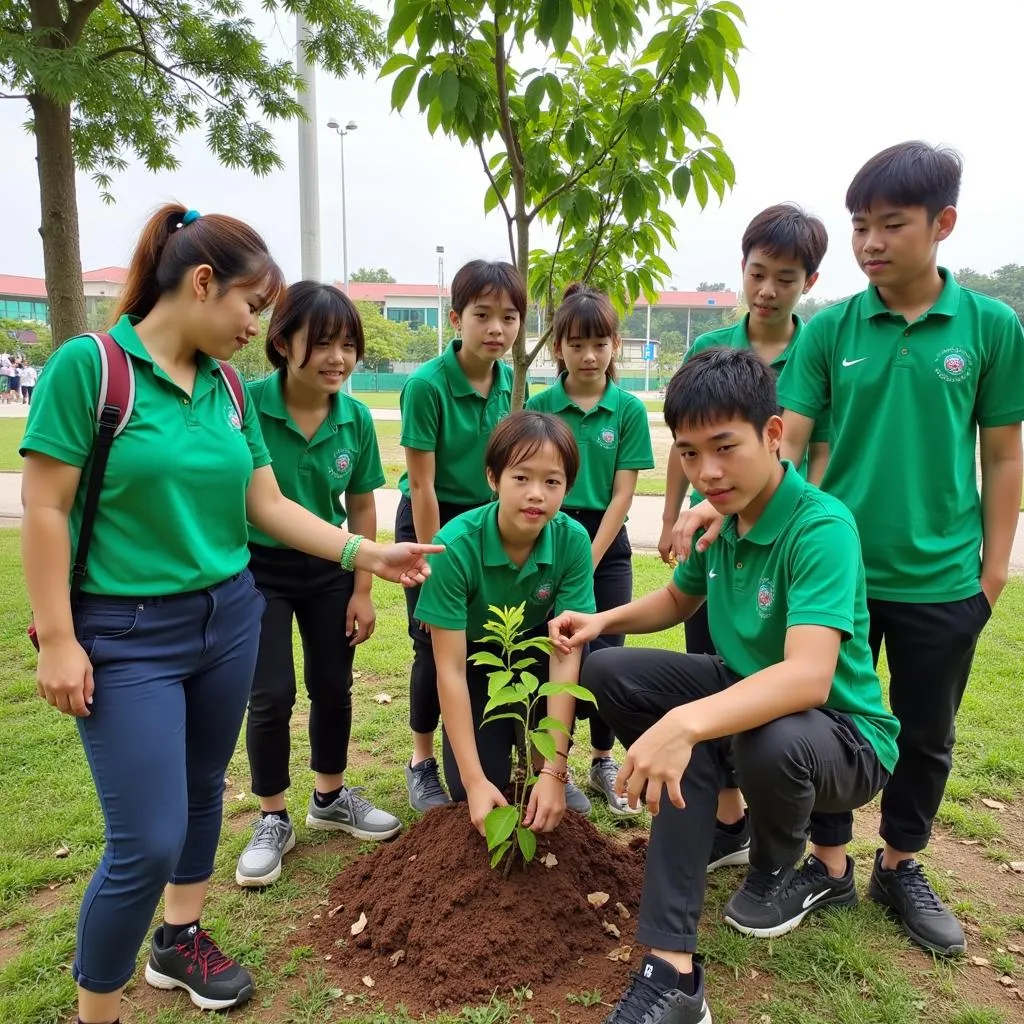 Học sinh THPT Gia Định tham gia hoạt động trồng cây