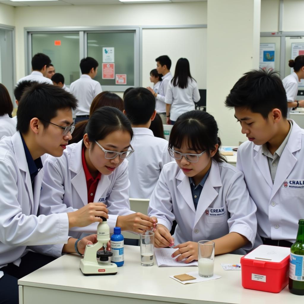 Sinh viên trường đại học văn hóa tphcm tham gia thực hành tại phòng lab