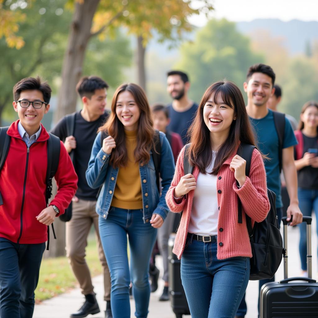 Students going home for Tet