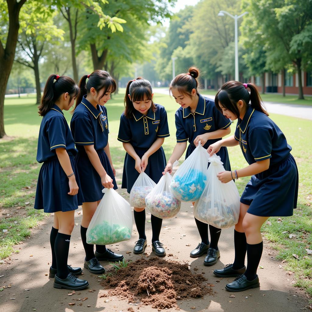 Học sinh THPT Gia Định tham gia hoạt động bảo vệ môi trường