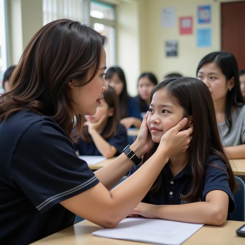 Thầy cô động viên học sinh