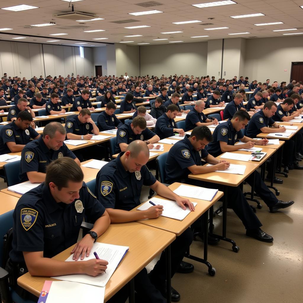 Candidates taking the environmental police exam