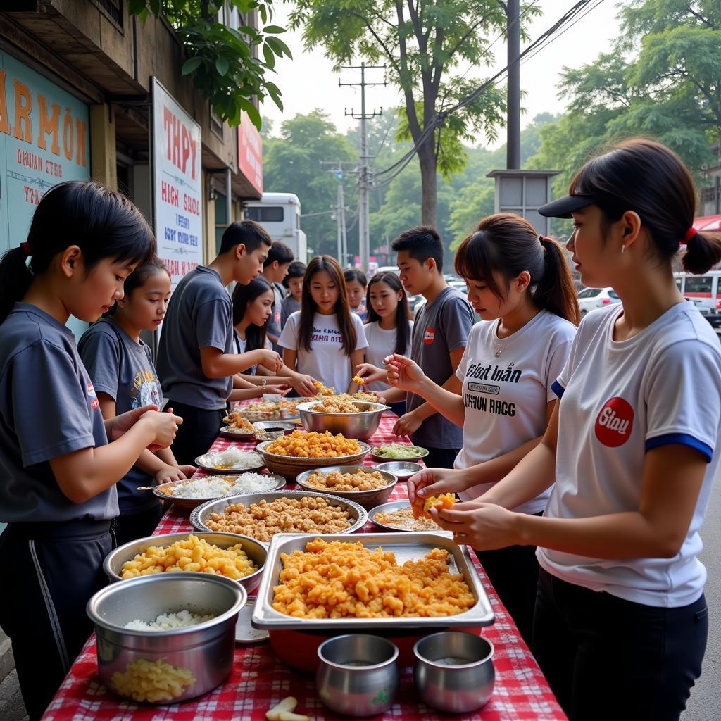 Học sinh THPT Gia Định mua thịt chua