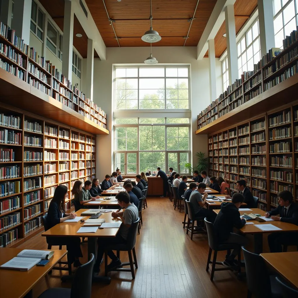 Modern library of the school