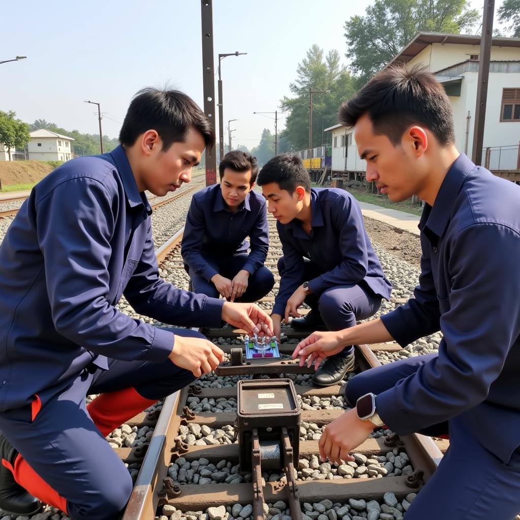 Sinh viên Trường Cao Đẳng Đường Sắt Dĩ An đang thực tập