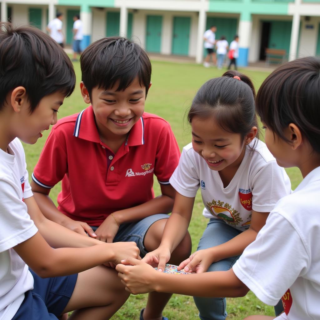 Học sinh trường tiểu học bán công Tràng An tham gia hoạt động ngoại khóa