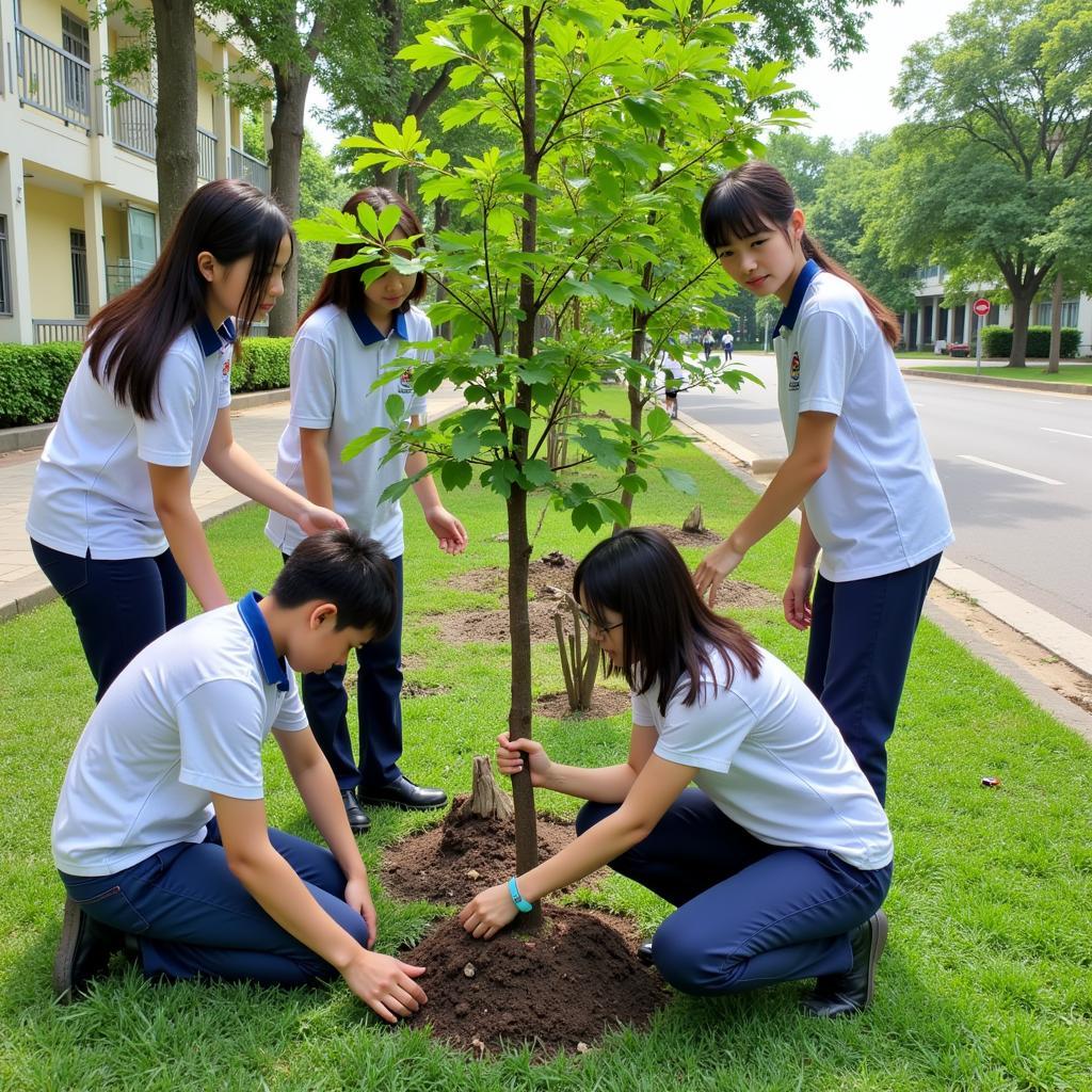 Học sinh THPT Gia Định tham gia hoạt động bảo vệ môi trường xanh