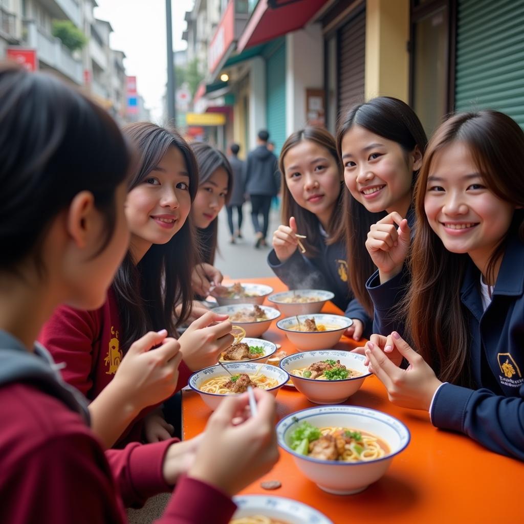 Bún giò heo Trường Chinh - Học sinh Gia Định thưởng thức món ăn