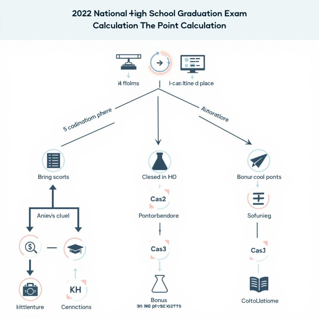 Infographic minh họa cách tính điểm thi THPT Quốc gia 2022