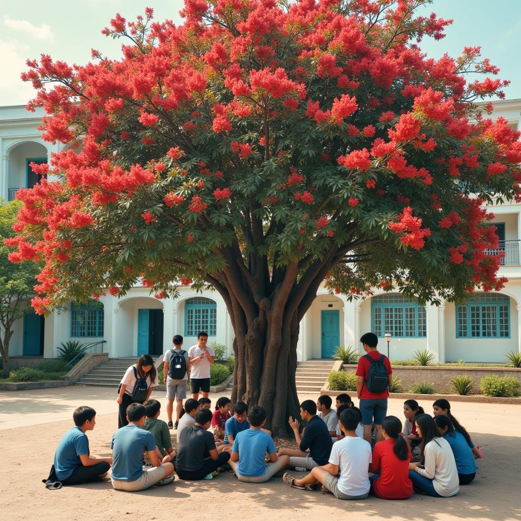 Cây hoa giấy và ký ức học trò tại THPT Gia Định