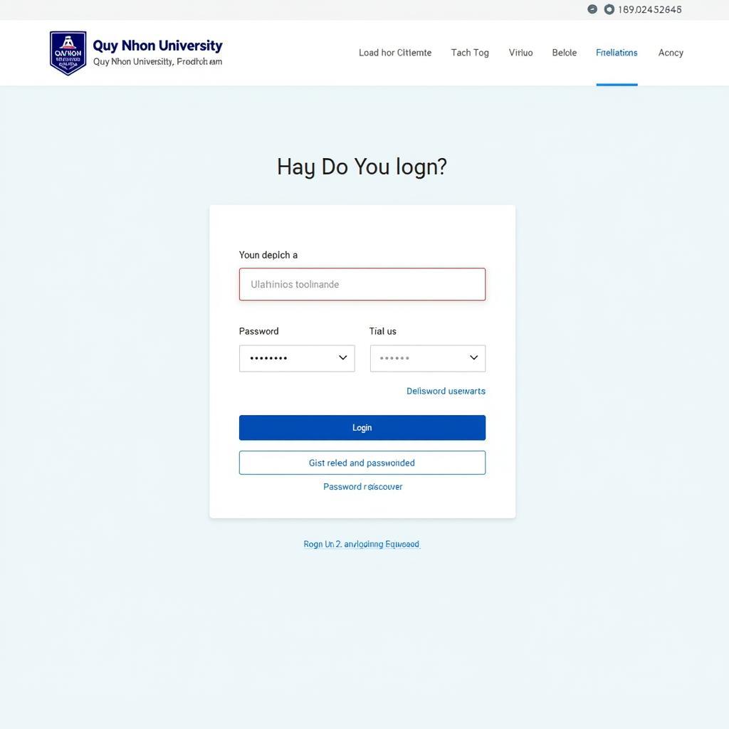 Giao diện đăng nhập Đại học Quy Nhơn