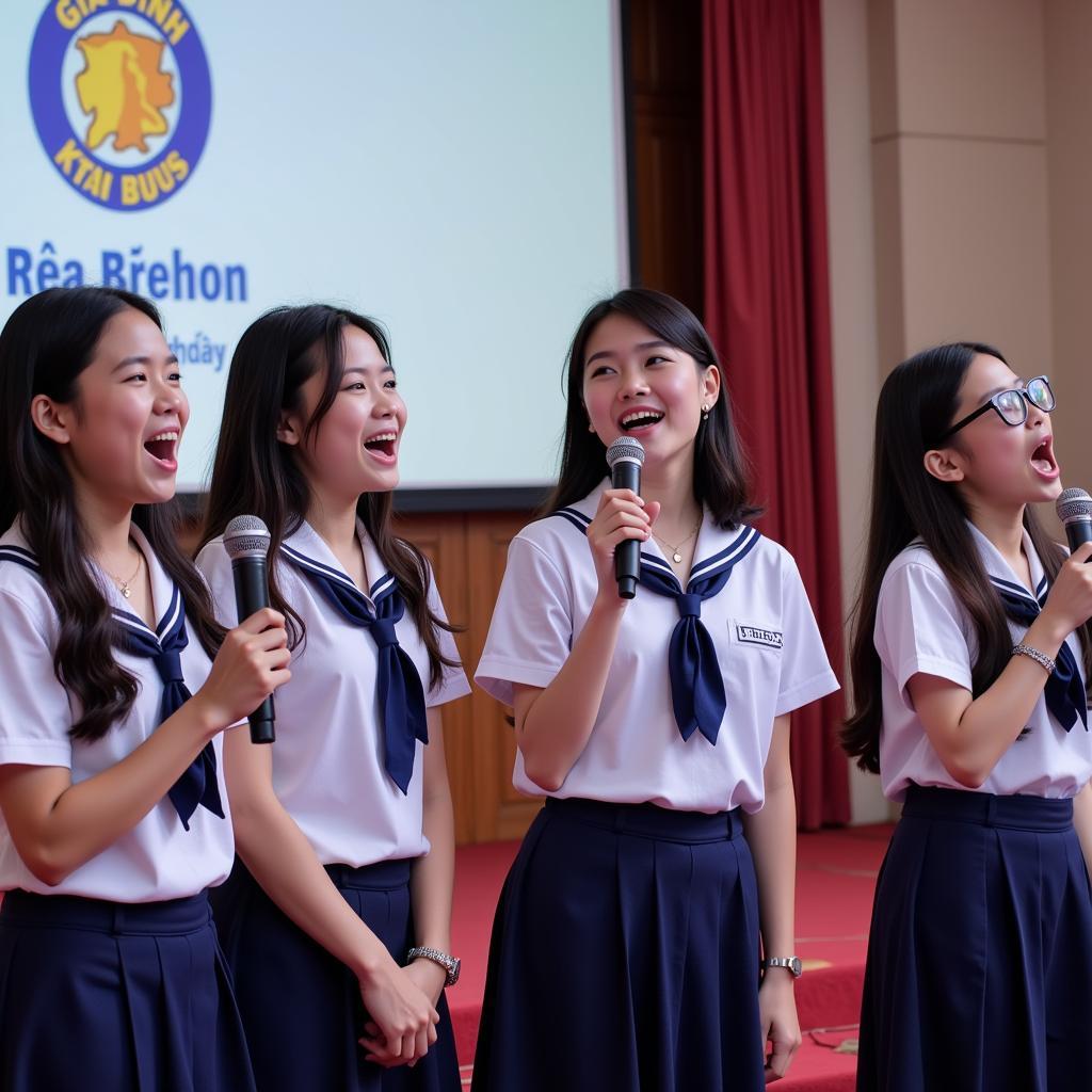 Học sinh THPT Gia Định hát vang "Em Yêu Trường Em Karaoke Beat Chuẩn"