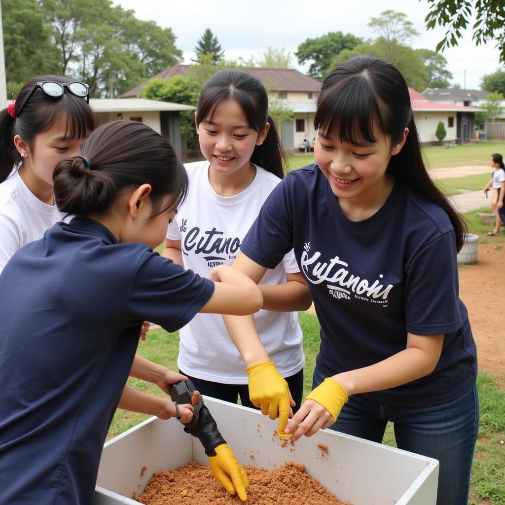 Hình ảnh học sinh THPT Gia Định tham gia hoạt động tình nguyện