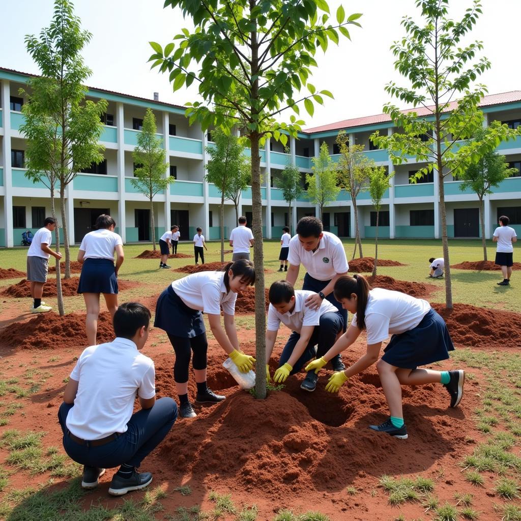 Học sinh Gia Định trồng cây xanh