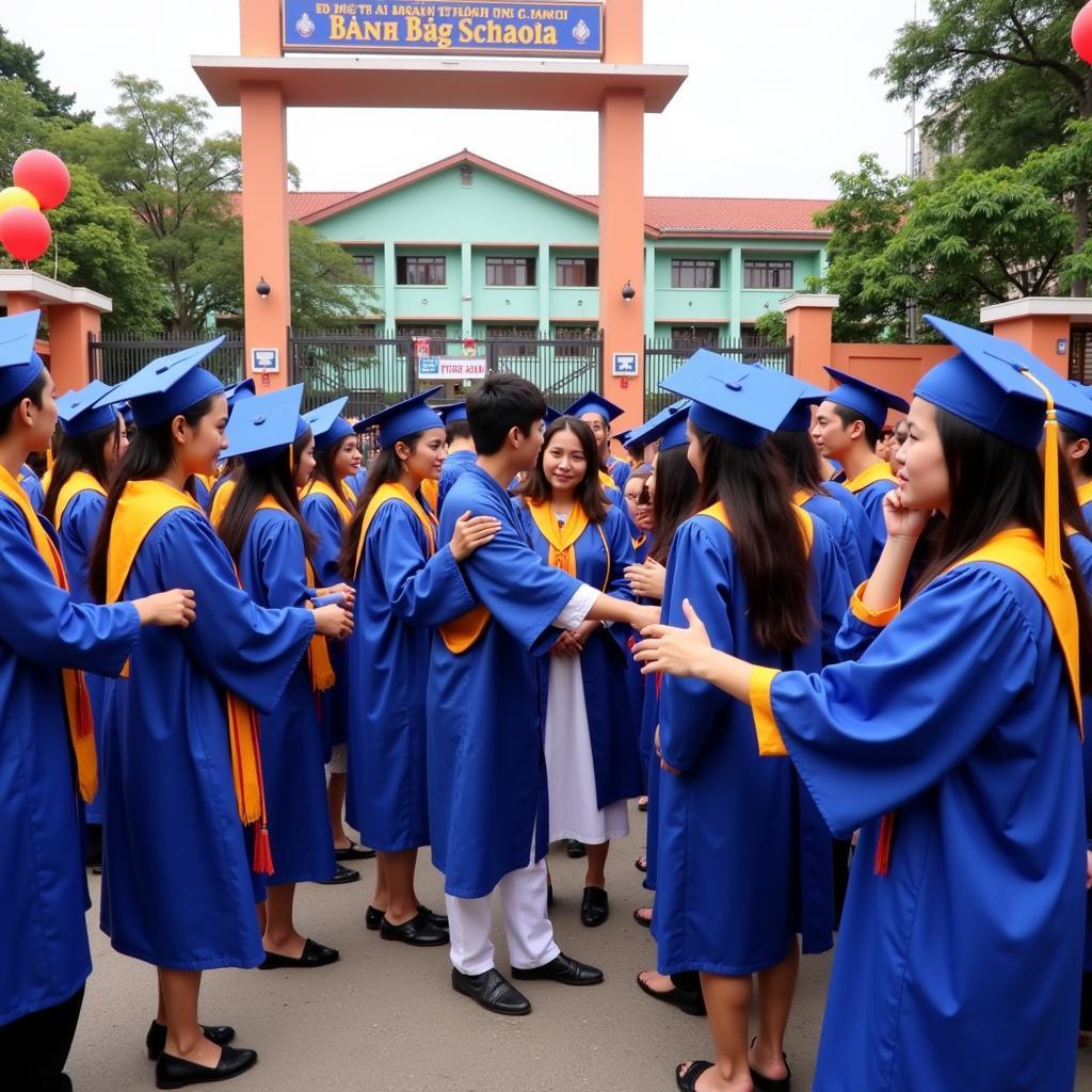 Giáo viên chia tay học sinh THPT Gia Định