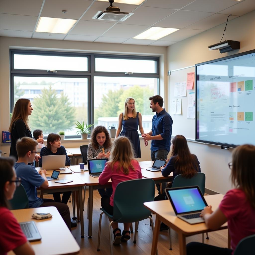 Modern classrooms in North American International English Language School System