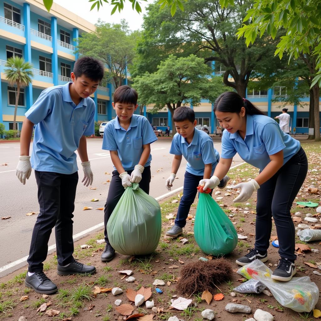 Học sinh THPT Gia Định tham gia dọn dẹp vệ sinh nhân Ngày Môi trường Thế giới