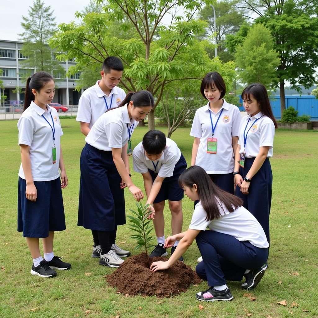 Học sinh THPT Gia Định tham gia hoạt động trồng cây gây rừng