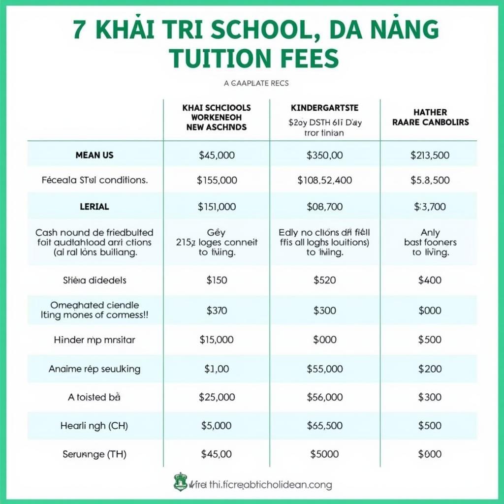 Học phí trường Khai Trí Đà Nẵng theo cấp học