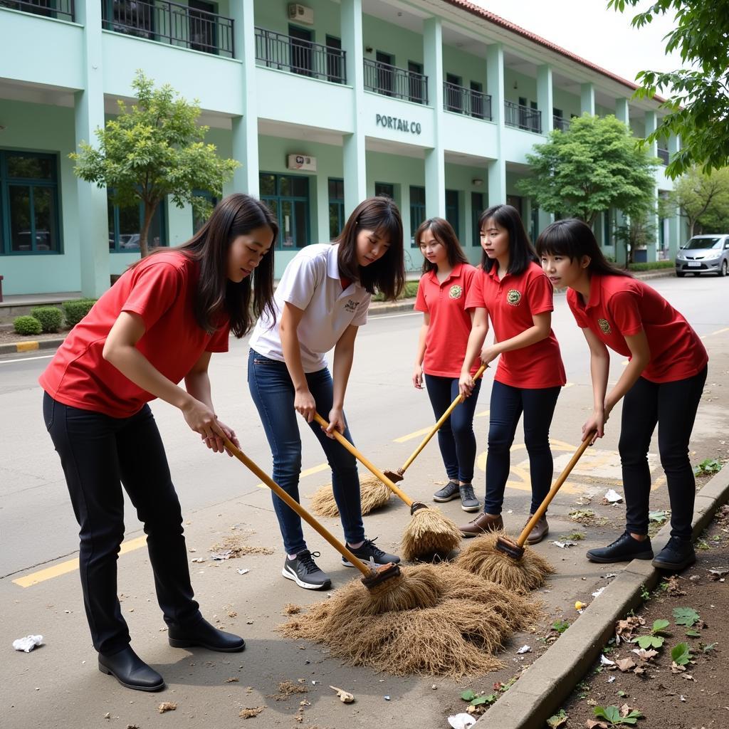 Học sinh Gia Định tham gia dọn dẹp vệ sinh