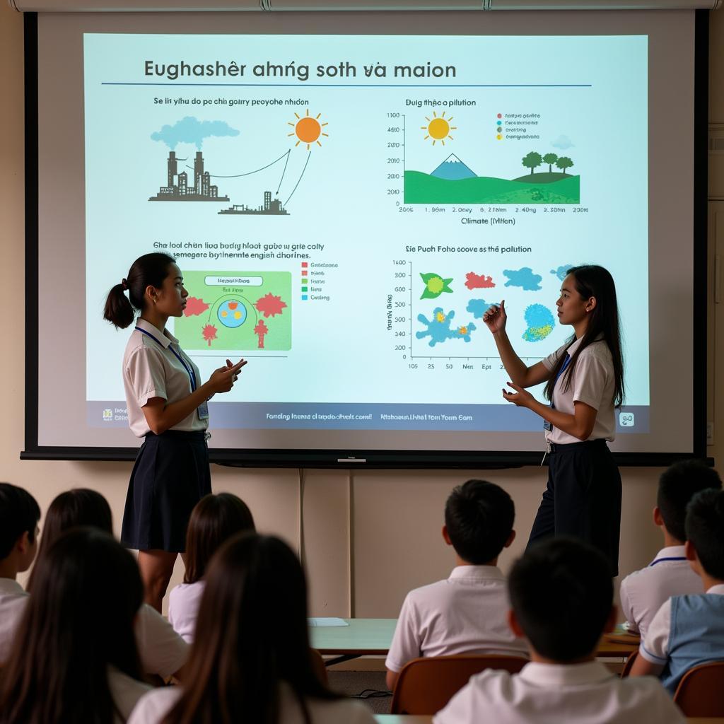 Gia Định High School students presenting on environmental issues in English