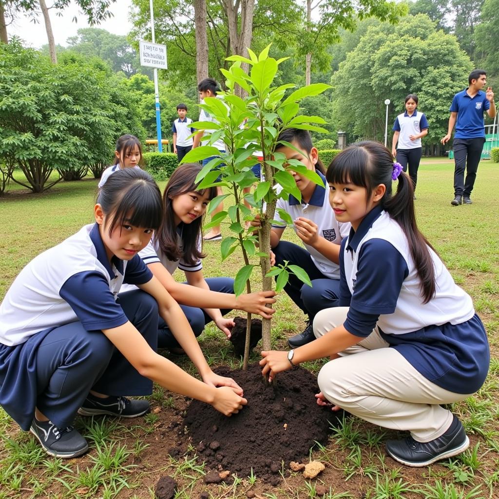 Học sinh Gia Định trồng cây xanh