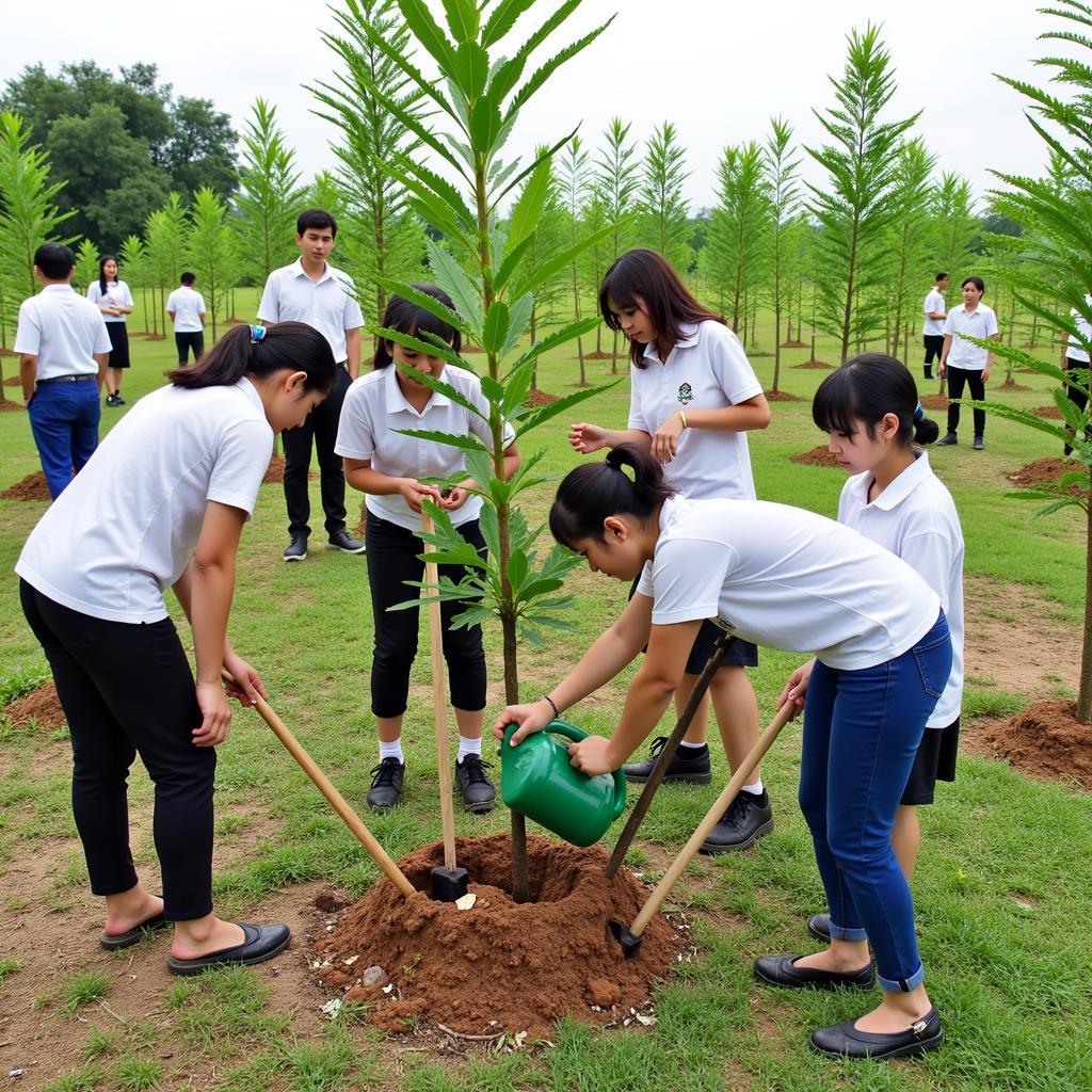 Học sinh Gia Định tham gia hoạt động trồng cây xanh