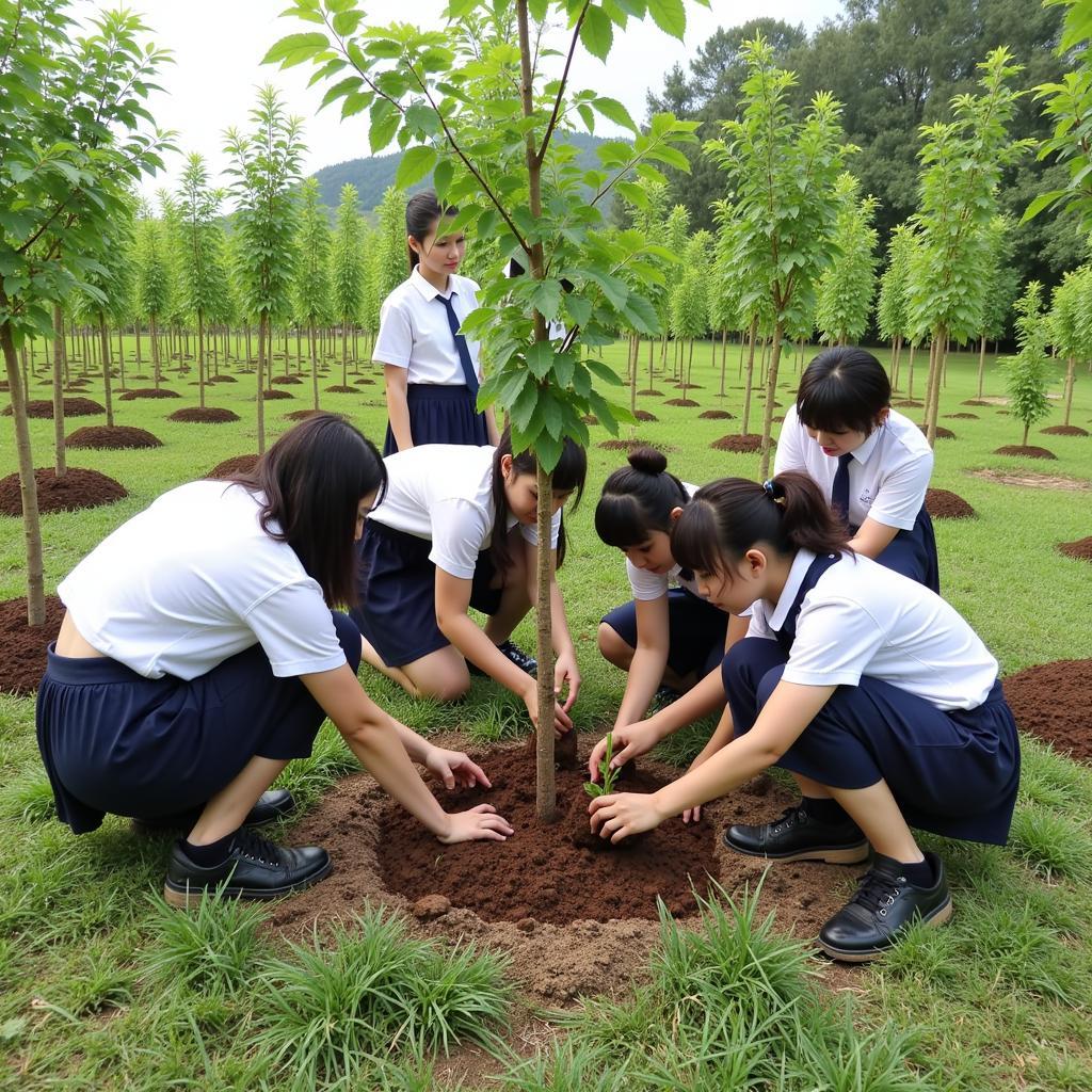 Học sinh THPT Gia Định trồng cây xanh