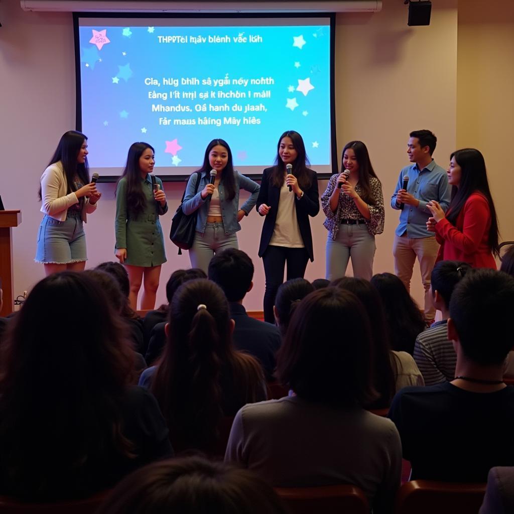 Học sinh hát karaoke tại THPT Gia Định