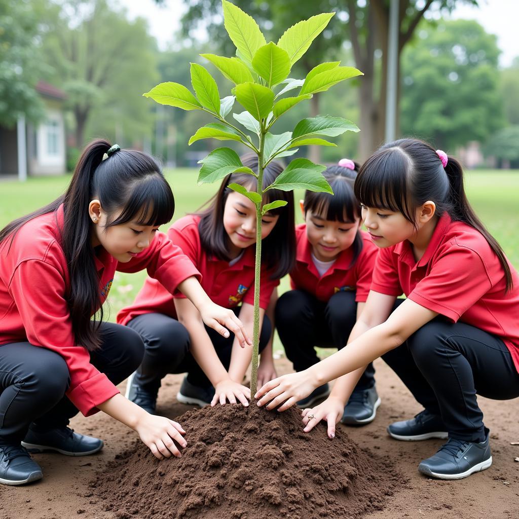 Học sinh THPT Gia Định tham gia dự án trồng cây xanh