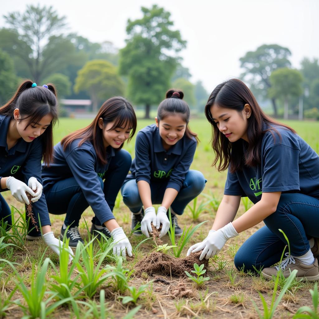 Học sinh tham gia hoạt động bảo vệ môi trường