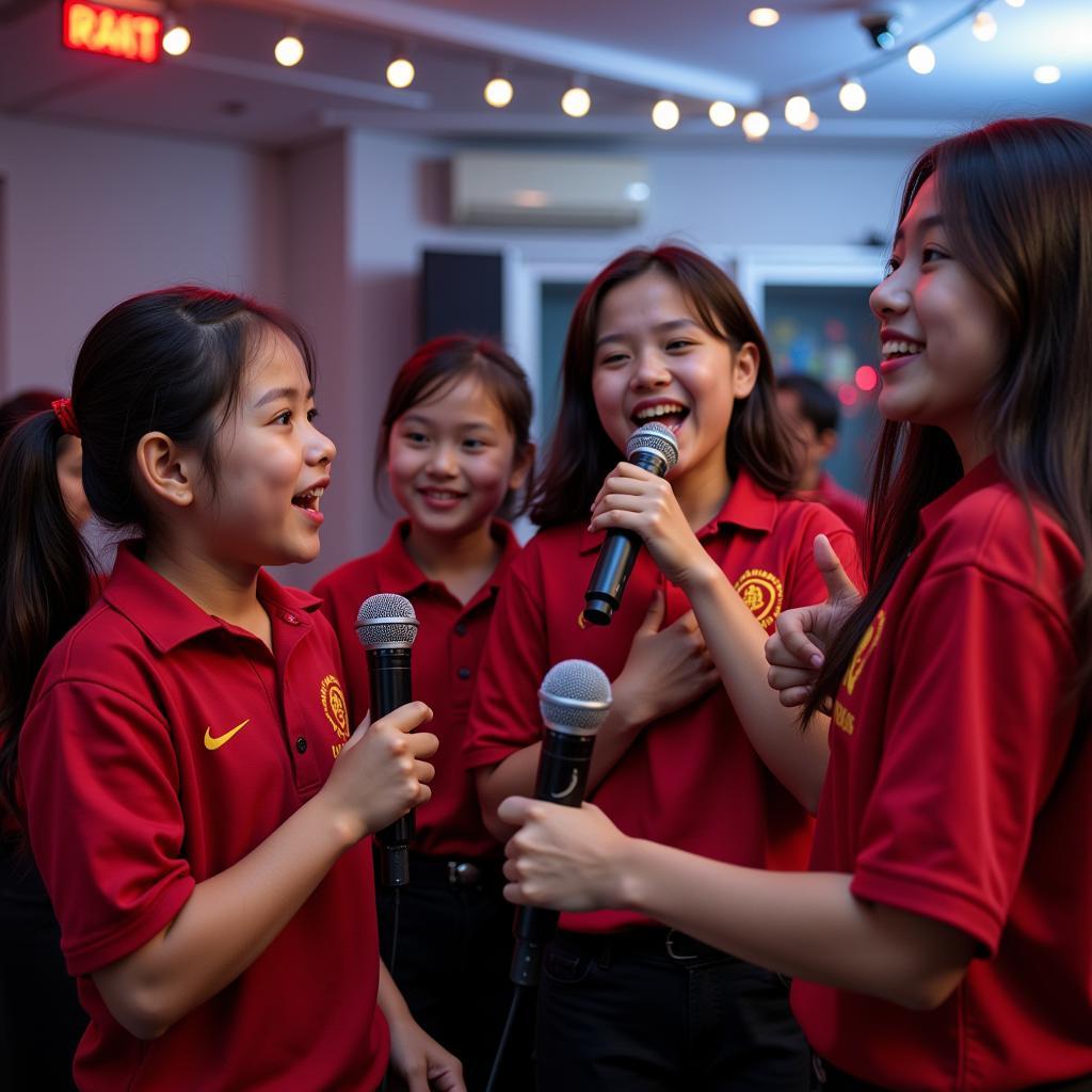 Học sinh THPT Gia Định cùng nhau hát karaoke