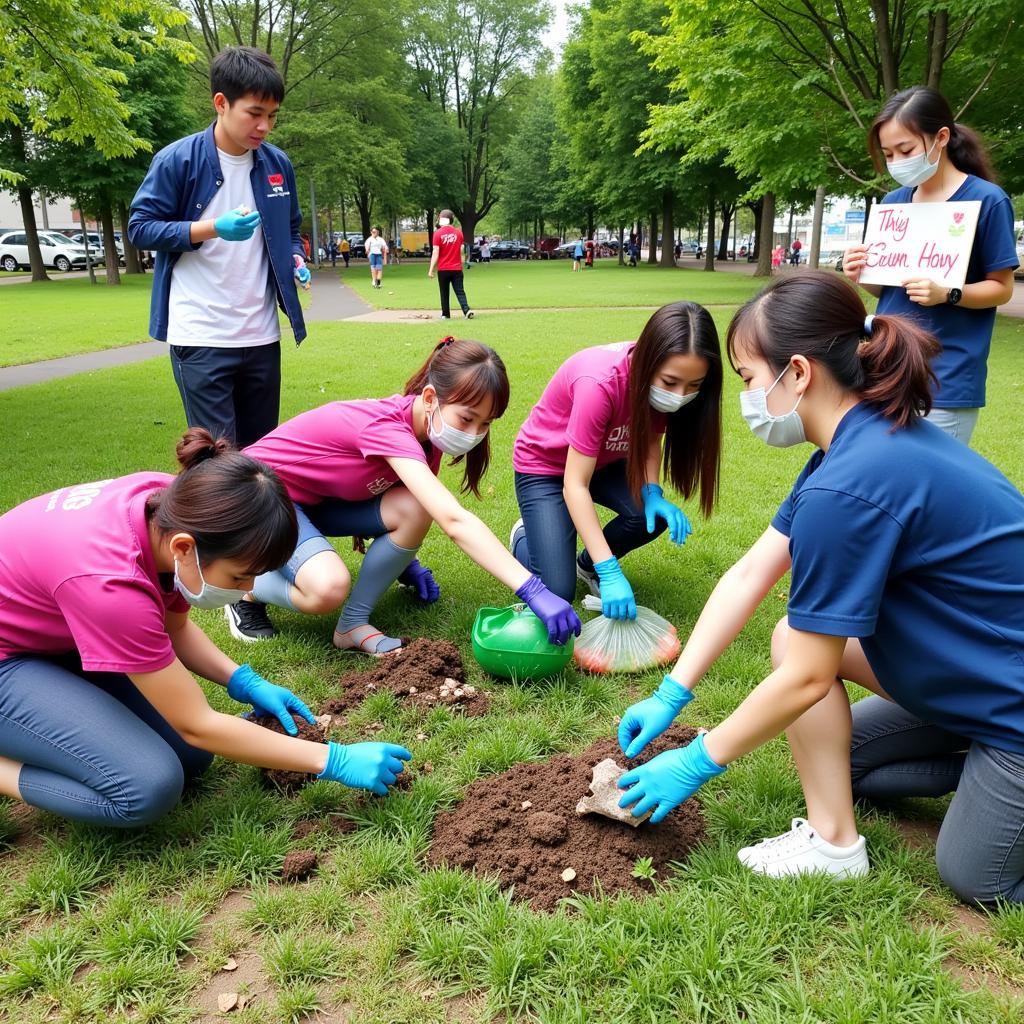 Học sinh THPT Gia Định tham gia hoạt động bảo vệ môi trường